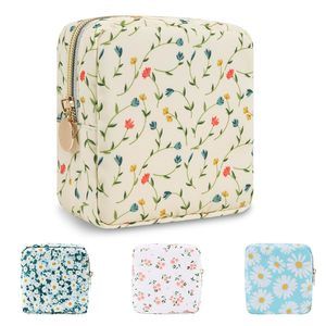 Waterproof Mini Floral Makeup Bag Pouch For Purse,nylon Flower Cosmetic Bag🐦